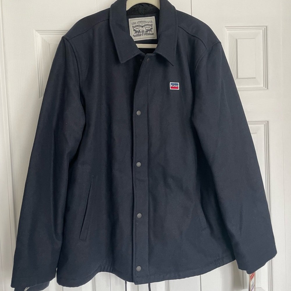 NWT!!! LEVI’S Men’s Lined Wool Coat. Navy. XXL